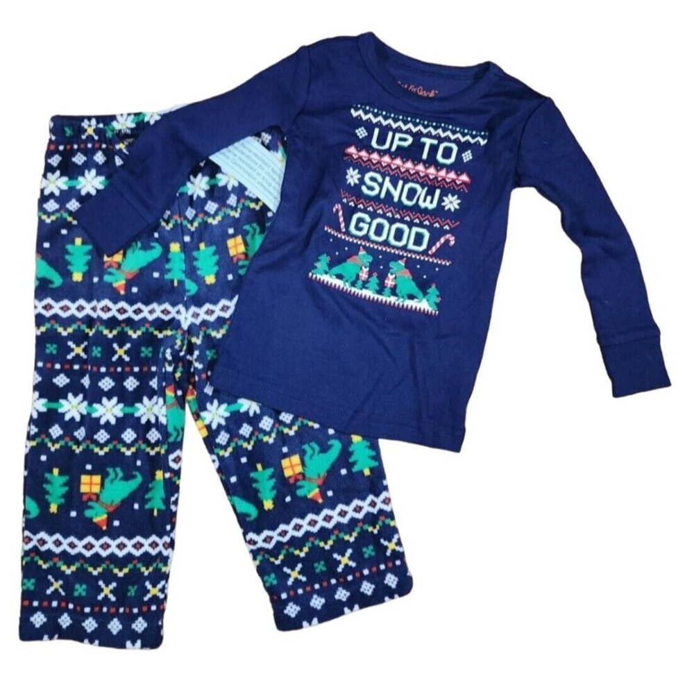 NWT Cat & Jack Dinosaurs PJs Pajamas Christmas Tree Fleece Pants 12 months Candy